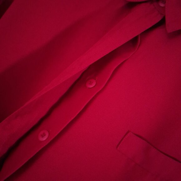 Vintage Puffy Sleeve Blouse Red BAY CLUB Size 16 - Picture 6 of 7